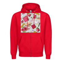 Red back to school  seamless pattern Zipper Hoodie - BundleAndBundleShop