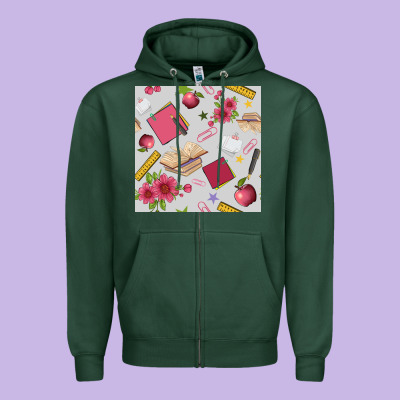 Back To School  Seamless Pattern Zipper Hoodie Designed By Bundleandbundleshop