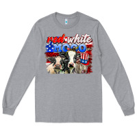 Heather Grey red white moo Long Sleeve Tee - AdoDesignShop