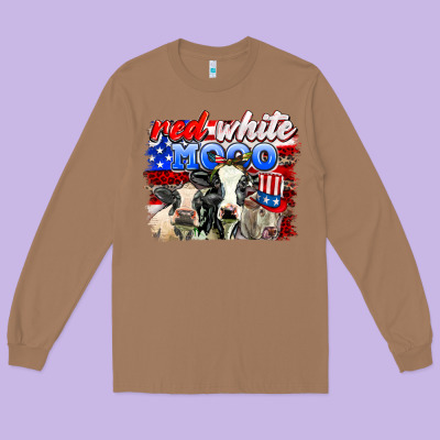 Red White Moo Long Sleeve Tee Designed By Adodesignshop