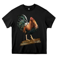 Black american game rooster standing Heavy Core Tee - LillyAllenDesigns