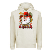 Oatmeal Heather Cowboy Christmas Santa Premium Hoodie - BundleAndBundleShop