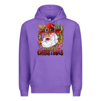 Purple Cowboy Christmas Santa Premium Hoodie - BundleAndBundleShop