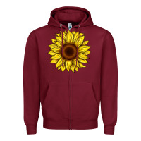 Burgundy sunflower Zipper Hoodie - Artiststas