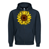 Navy sunflower Zipper Hoodie - Artiststas