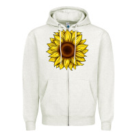 Oatmeal Heather sunflower Zipper Hoodie - Artiststas
