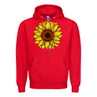 Red sunflower Zipper Hoodie - Artiststas