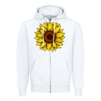 White sunflower Zipper Hoodie - Artiststas