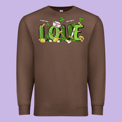 St Patricks Love Nurse Premium Sweatshirt Designed By Maliassmallbusiness