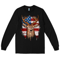 Black deer american flag Long Sleeve Tee - JahusDesignShop