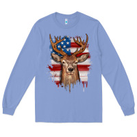 Colony Blue deer american flag Long Sleeve Tee - JahusDesignShop
