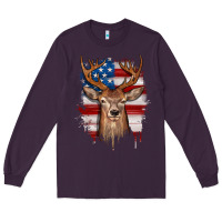 Plum deer american flag Long Sleeve Tee - JahusDesignShop