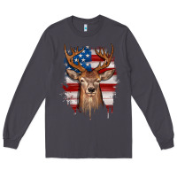 Smoke deer american flag Long Sleeve Tee - JahusDesignShop