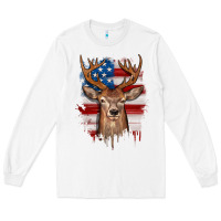 White deer american flag Long Sleeve Tee - JahusDesignShop