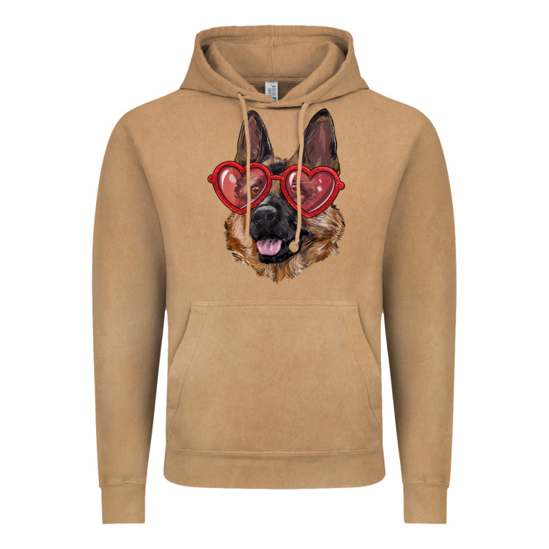 German Shepherd With Love Glasses Vintage Hoodie by RanaPortraitStore | Teevron