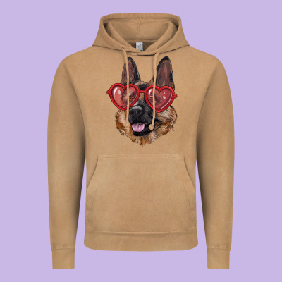 Vintage Hoodie German shepherd with love glasses