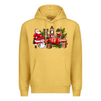 Antique Gold Santa Snowman Reindeer Penguin Elf Christmas Truck Premium Hoodie - BundleAndBundleShop