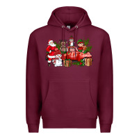 Burgundy Santa Snowman Reindeer Penguin Elf Christmas Truck Premium Hoodie - BundleAndBundleShop