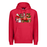 Cardinal Santa Snowman Reindeer Penguin Elf Christmas Truck Premium Hoodie - BundleAndBundleShop