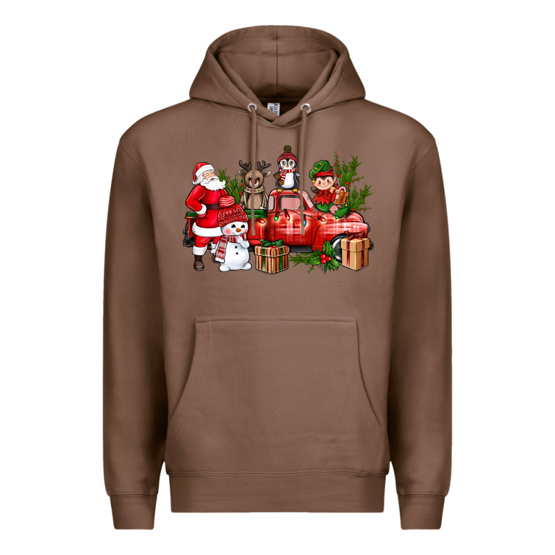 Santa Snowman Reindeer Penguin Elf Christmas Truck Premium Hoodie by BundleAndBundleShop | Teevron
