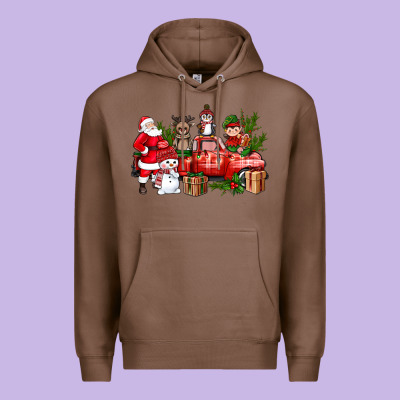 Santa Snowman Reindeer Penguin Elf Christmas Truck Premium Hoodie Designed By Bundleandbundleshop