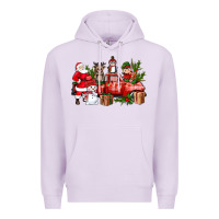 Lilac Santa Snowman Reindeer Penguin Elf Christmas Truck Premium Hoodie - BundleAndBundleShop