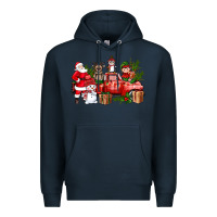 Navy Santa Snowman Reindeer Penguin Elf Christmas Truck Premium Hoodie - BundleAndBundleShop