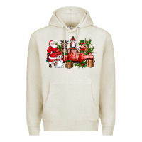 Oatmeal Heather Santa Snowman Reindeer Penguin Elf Christmas Truck Premium Hoodie - BundleAndBundleShop