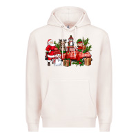 Pale Pink Santa Snowman Reindeer Penguin Elf Christmas Truck Premium Hoodie - BundleAndBundleShop