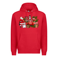 Red Santa Snowman Reindeer Penguin Elf Christmas Truck Premium Hoodie - BundleAndBundleShop