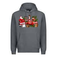 Rock Santa Snowman Reindeer Penguin Elf Christmas Truck Premium Hoodie - BundleAndBundleShop