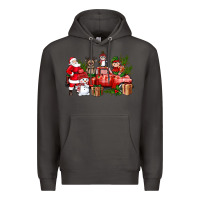 Smoke Santa Snowman Reindeer Penguin Elf Christmas Truck Premium Hoodie - BundleAndBundleShop