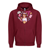 Burgundy nurse and nurse element heart Zipper Hoodie - AdoDesignShop