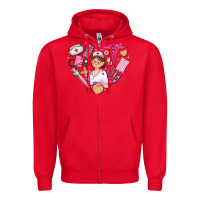 Red nurse and nurse element heart Zipper Hoodie - AdoDesignShop