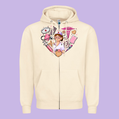 Nurse And Nurse Element Heart Zipper Hoodie Designed By Adodesignshop