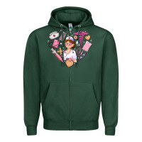 Sports Green nurse and nurse element heart Zipper Hoodie - AdoDesignShop