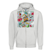 Dove Grey school bus back to school seamless pattern Zipper Hoodie - BundleAndBundleShop