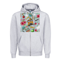 Heather Grey school bus back to school seamless pattern Zipper Hoodie - BundleAndBundleShop