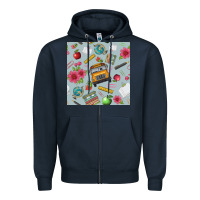 Navy school bus back to school seamless pattern Zipper Hoodie - BundleAndBundleShop