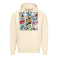 Sandshell school bus back to school seamless pattern Zipper Hoodie - BundleAndBundleShop