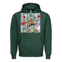Sports Green school bus back to school seamless pattern Zipper Hoodie - BundleAndBundleShop