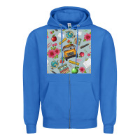 True Royal school bus back to school seamless pattern Zipper Hoodie - BundleAndBundleShop