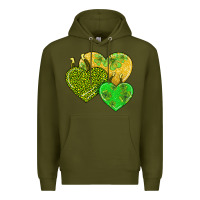 Army Green st patricks day hearts Premium Hoodie - AdoDesignShop