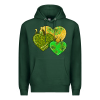 Sports Green st patricks day hearts Premium Hoodie - AdoDesignShop