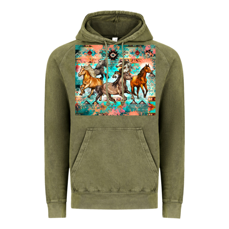 Western Running Horses Vintage Hoodie by Zillion Design Studio | Teevron