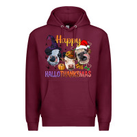 Burgundy Happy Hallothanksmas Cows Premium Hoodie - BundleAndBundleShop