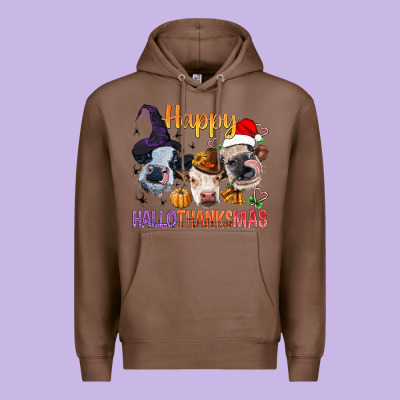 Happy Hallothanksmas Cows Premium Hoodie Designed By Bundleandbundleshop