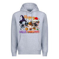 Heather Grey Happy Hallothanksmas Cows Premium Hoodie - BundleAndBundleShop
