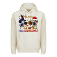 Oatmeal Heather Happy Hallothanksmas Cows Premium Hoodie - BundleAndBundleShop