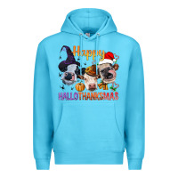 Ocean Blue Happy Hallothanksmas Cows Premium Hoodie - BundleAndBundleShop